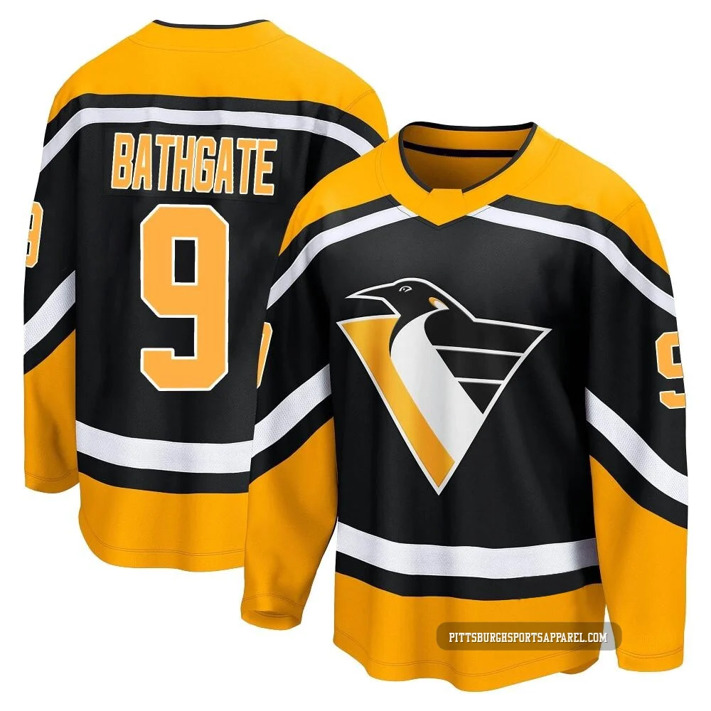Men's Andy Bathgate ＃9 Black Pittsburgh Penguins Breakaway Special Edition 2.0 Jersey