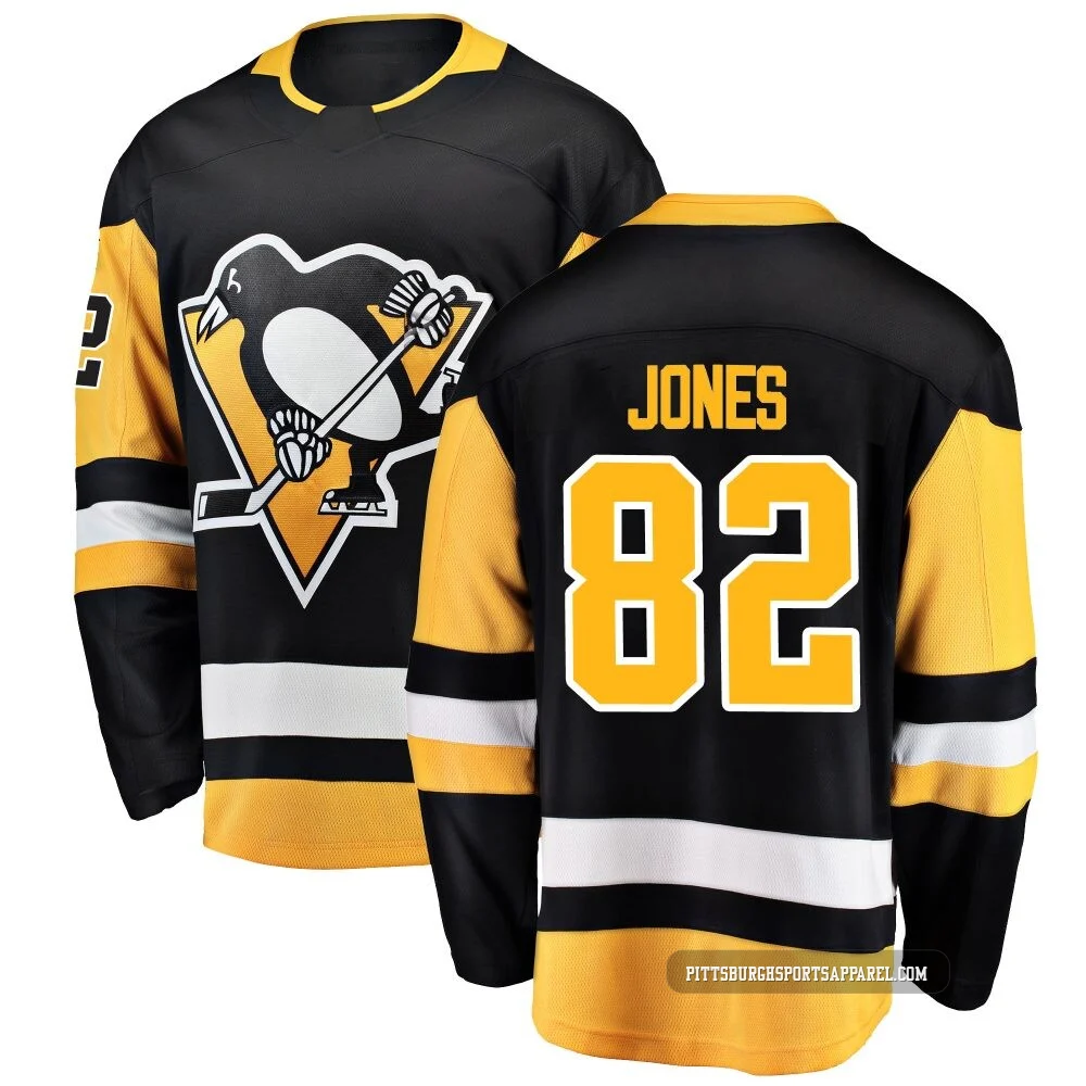 Men's Caleb Jones ＃82 Black Pittsburgh Penguins Breakaway Home Jersey