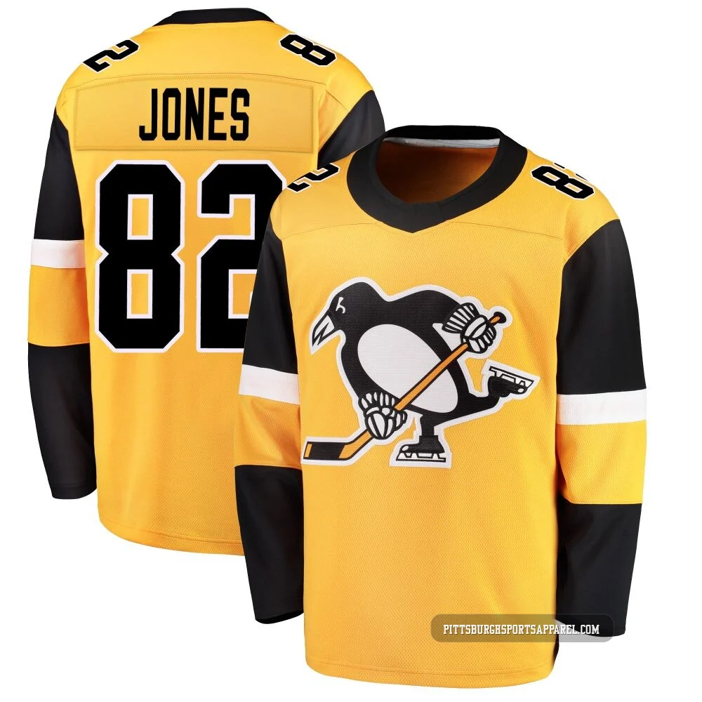 Men's Caleb Jones ＃82 Gold Pittsburgh Penguins Breakaway Alternate Jersey