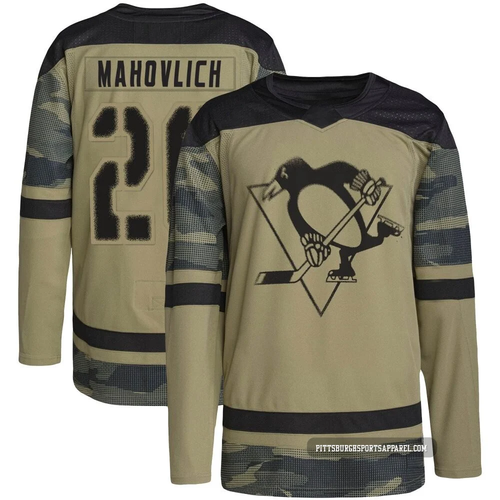 Men's Peter Mahovlich ＃20 Authentic Camo Pittsburgh Penguins Military Appreciation Practice Jersey