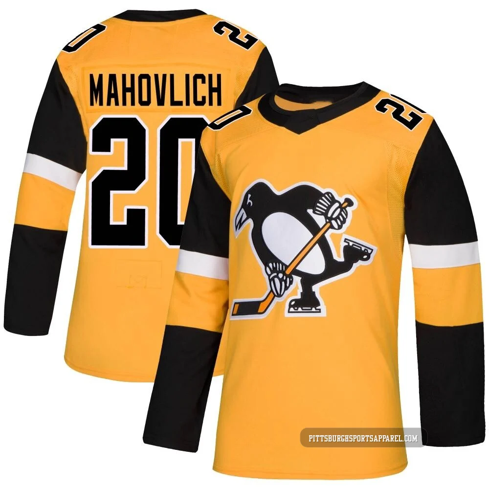 Men's Peter Mahovlich ＃20 Authentic Gold Pittsburgh Penguins Alternate Jersey