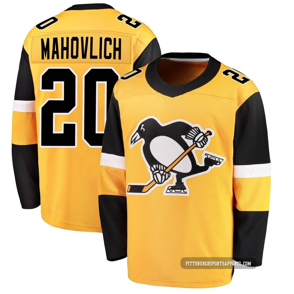 Men's Peter Mahovlich ＃20 Gold Pittsburgh Penguins Breakaway Alternate Jersey