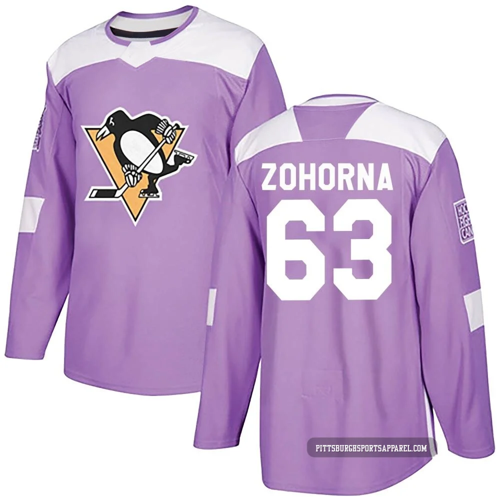 Men's Radim Zohorna ＃63 Authentic Purple Pittsburgh Penguins Fights Cancer Practice Jersey