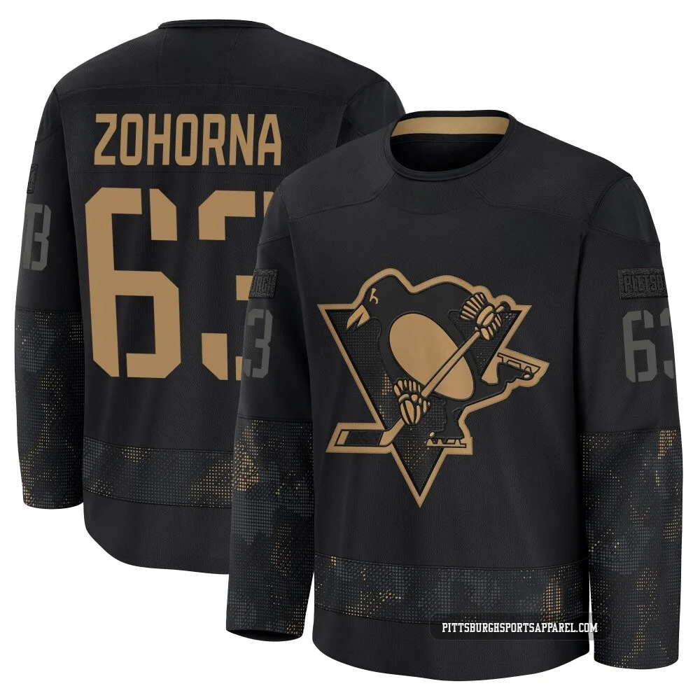 Men's Radim Zohorna ＃63 Black Pittsburgh Penguins 2024 Military Appreciation Practice Premium Jersey