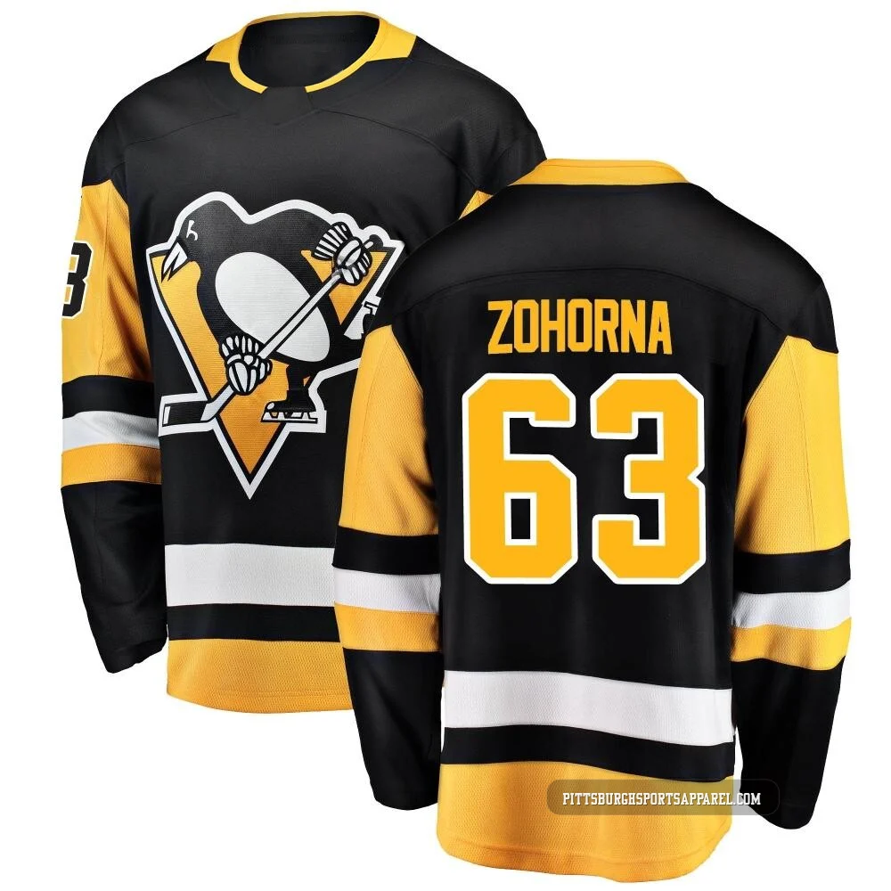 Men's Radim Zohorna ＃63 Black Pittsburgh Penguins Breakaway Home Jersey