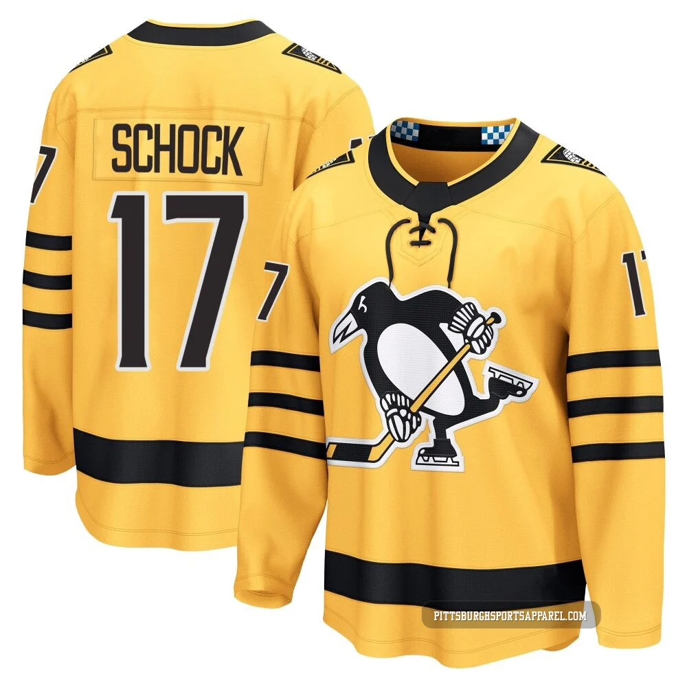 Men's Ron Schock ＃17 Gold Pittsburgh Penguins Breakaway Alternate 2025 Jersey
