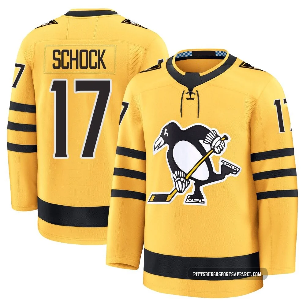 Men's Ron Schock ＃17 Gold Pittsburgh Penguins Premium Alternate 2025 Jersey