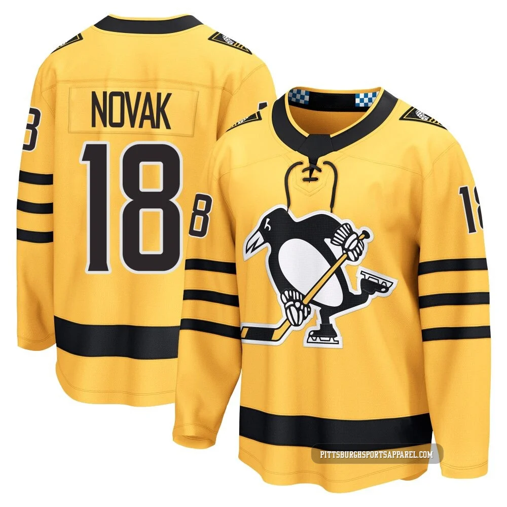 Men's Tommy Novak ＃18 Gold Pittsburgh Penguins Breakaway Alternate 2025 Jersey