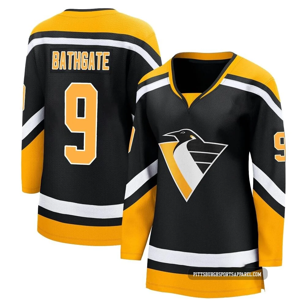 Women's Andy Bathgate ＃9 Black Pittsburgh Penguins Breakaway Special Edition 2.0 Jersey