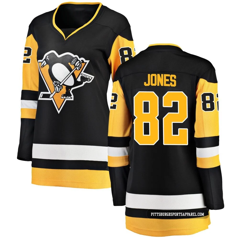 Women's Caleb Jones ＃82 Black Pittsburgh Penguins Breakaway Home Jersey