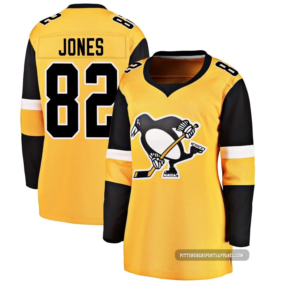 Women's Caleb Jones ＃82 Gold Pittsburgh Penguins Breakaway Alternate Jersey
