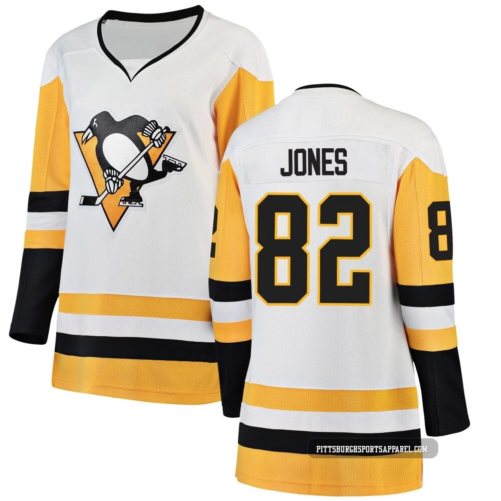 Women's Caleb Jones ＃82 White Pittsburgh Penguins Breakaway Away Jersey