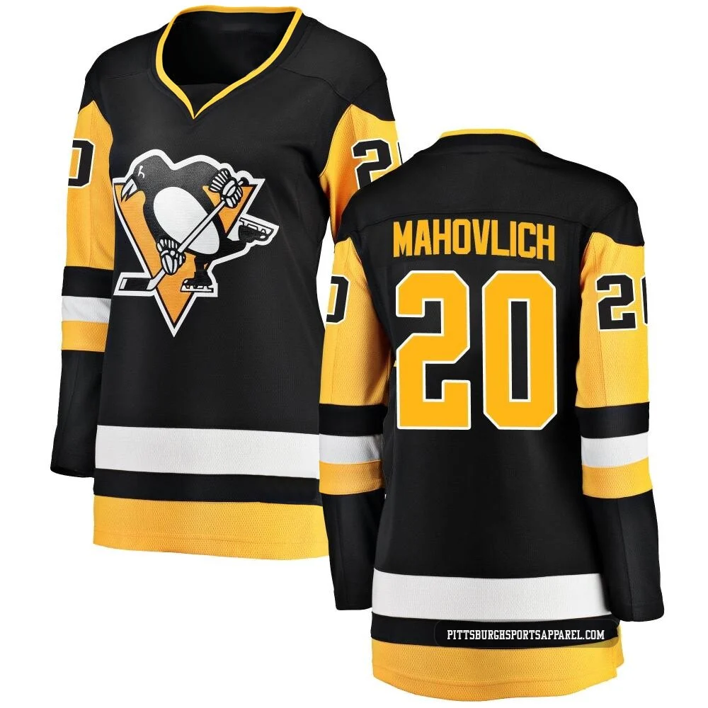 Women's Peter Mahovlich ＃20 Black Pittsburgh Penguins Breakaway Home Jersey