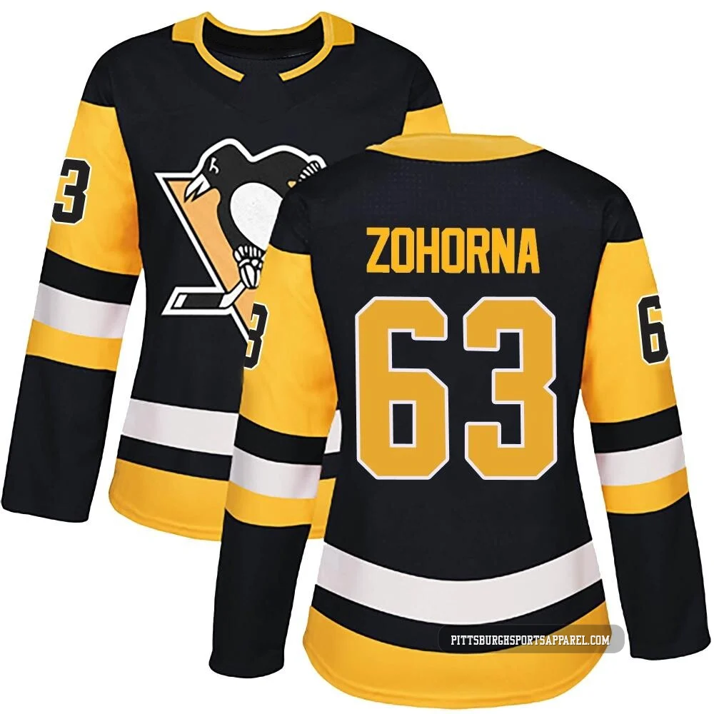Women's Radim Zohorna ＃63 Authentic Black Pittsburgh Penguins Home Jersey