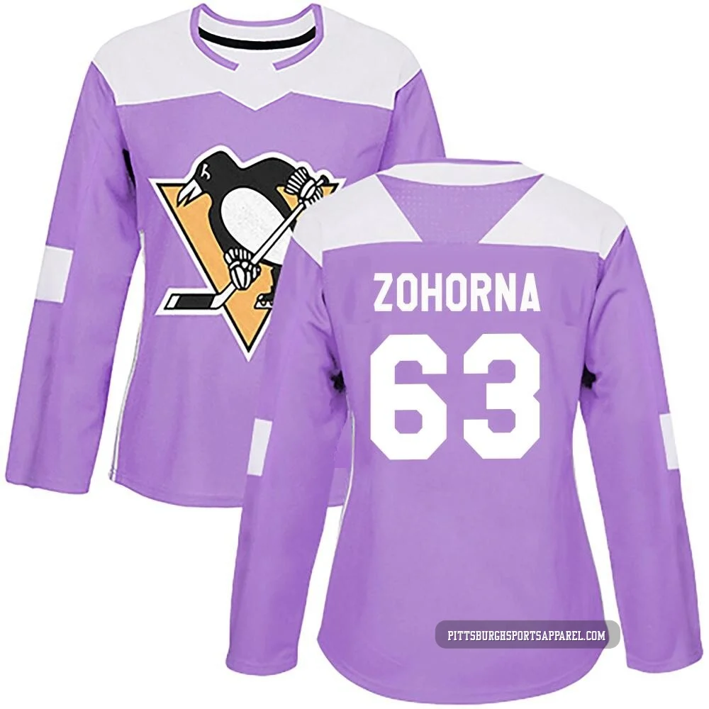 Women's Radim Zohorna ＃63 Authentic Purple Pittsburgh Penguins Fights Cancer Practice Jersey