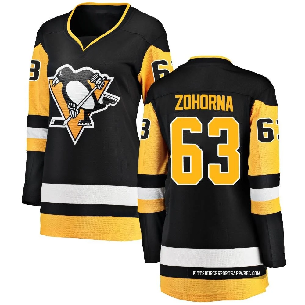 Women's Radim Zohorna ＃63 Black Pittsburgh Penguins Breakaway Home Jersey