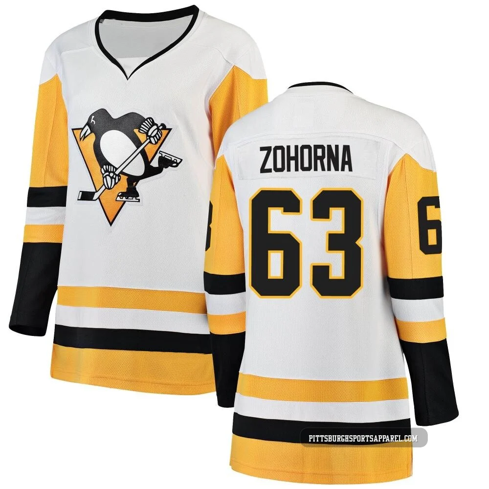 Women's Radim Zohorna ＃63 White Pittsburgh Penguins Breakaway Away Jersey