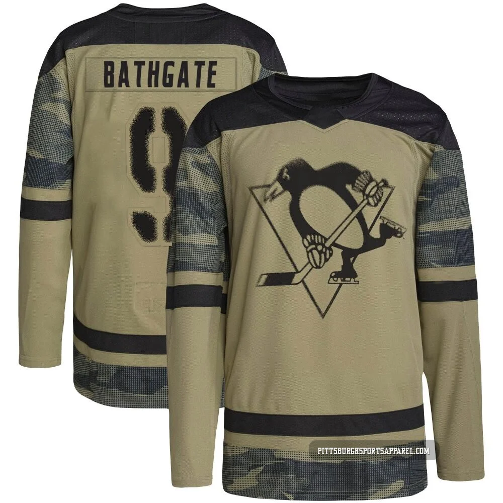 Youth Andy Bathgate ＃9 Authentic Camo Pittsburgh Penguins Military Appreciation Practice Jersey