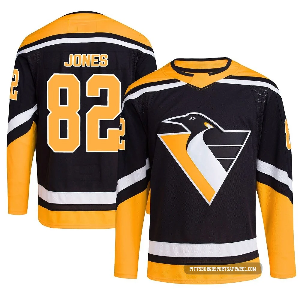 Youth Caleb Jones ＃82 Authentic Black Pittsburgh Penguins Reverse Retro 2.0 Jersey