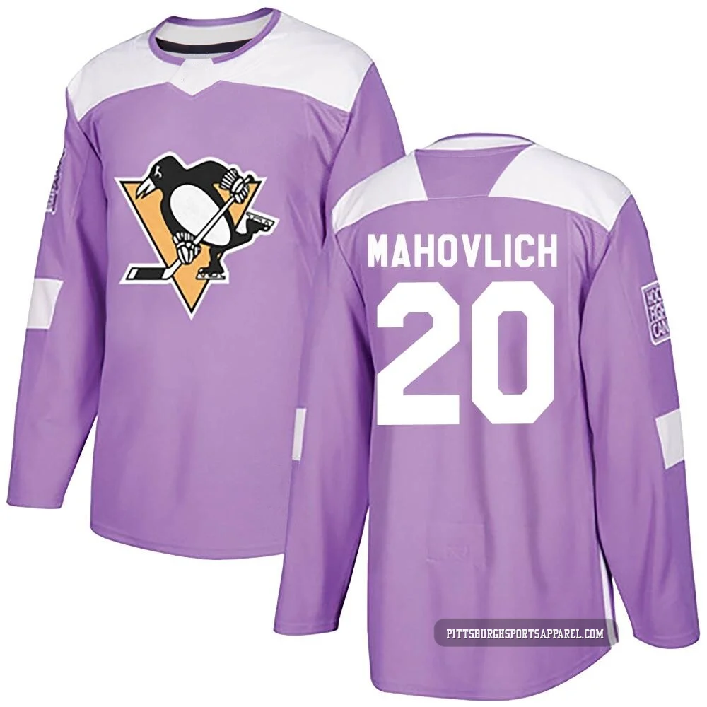 Youth Peter Mahovlich ＃20 Authentic Purple Pittsburgh Penguins Fights Cancer Practice Jersey