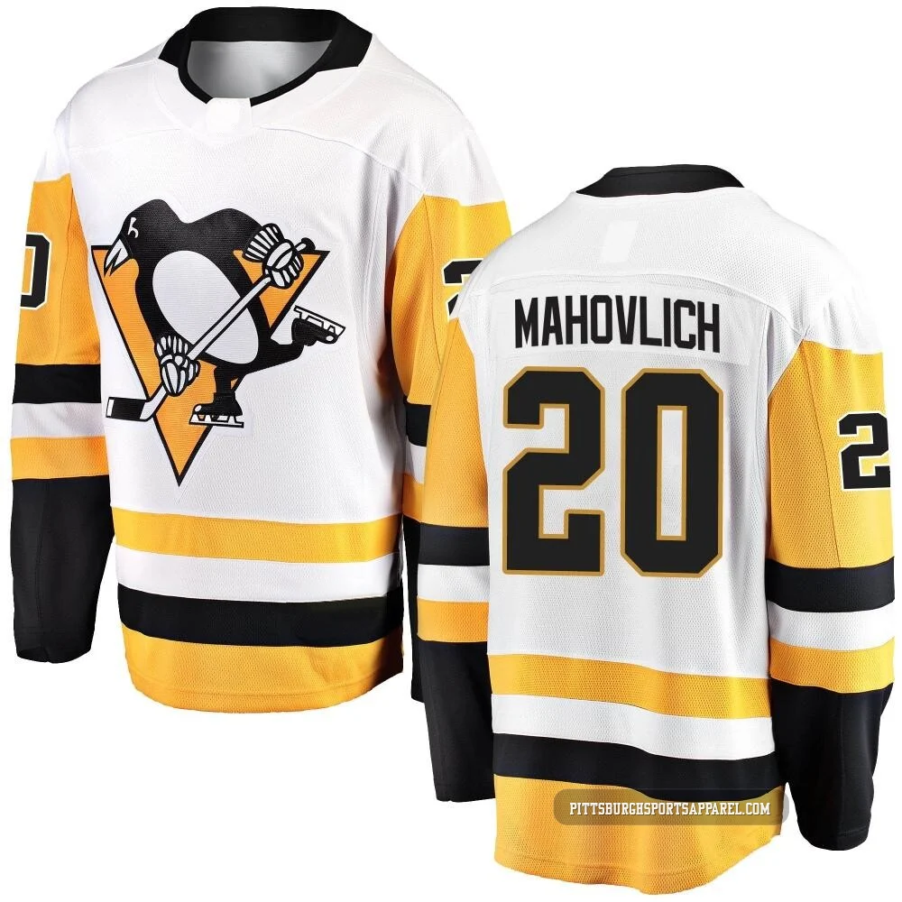 Youth Peter Mahovlich ＃20 White Pittsburgh Penguins Breakaway Away Jersey