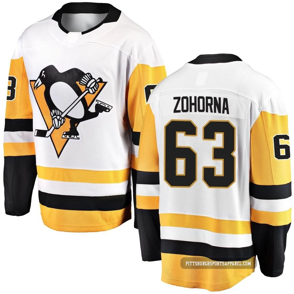 Youth Radim Zohorna ＃63 White Pittsburgh Penguins Breakaway Away Jersey